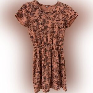 Old Navy Orange Brown Desert Print Mini T-Shirt Dress Small